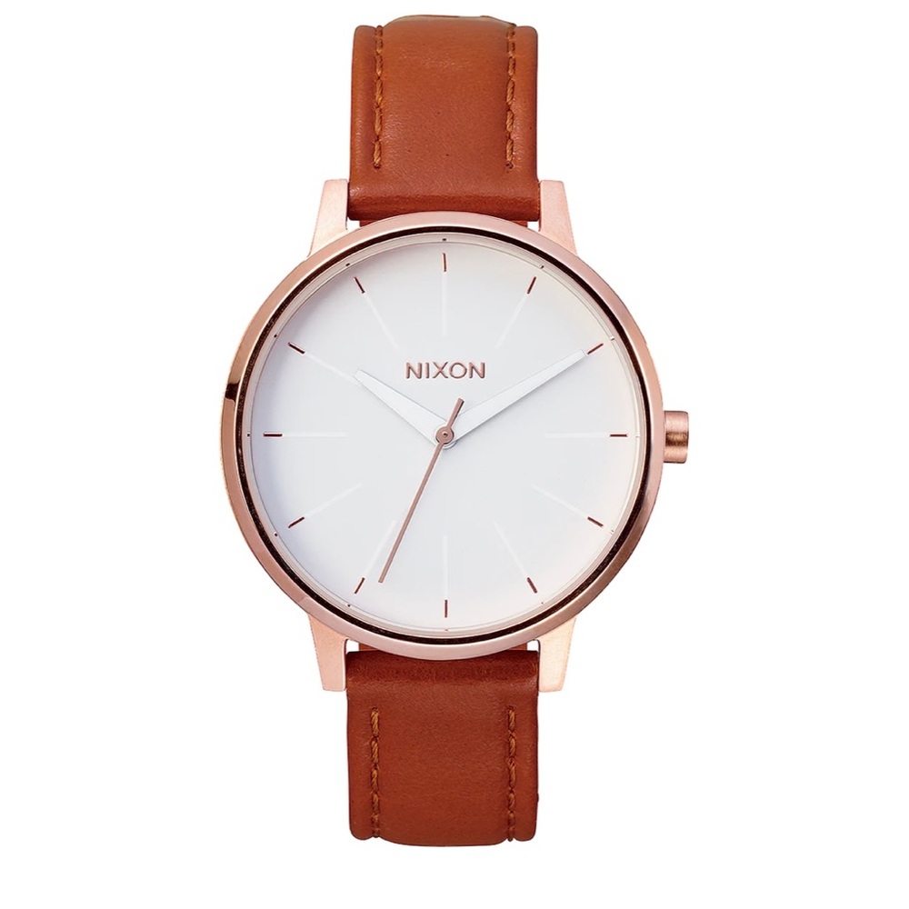Nixon Kensington Leather Rose Gold and White Watch